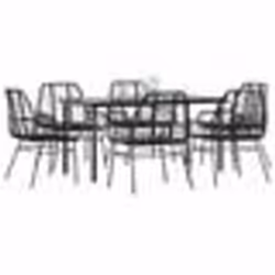 vidaXL Ensemble à manger de jardin 7pcs noir poly rotin verre
