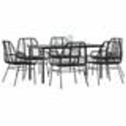 vidaXL Ensemble à manger de jardin 7pcs noir poly rotin verre