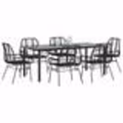 vidaXL Ensemble à manger de jardin 7pcs noir poly rotin verre