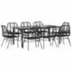 vidaXL Ensemble à manger de jardin 9pcs noir poly rotin verre