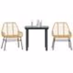 vidaXL Ensemble à manger de jardin 3pcs marron résine tressée verre