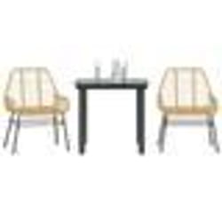 vidaXL Ensemble à manger de jardin 3pcs marron résine tressée verre