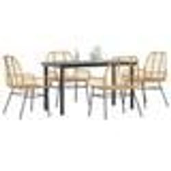 vidaXL Ensemble à manger jardin 5pcs marron poly rotin verre