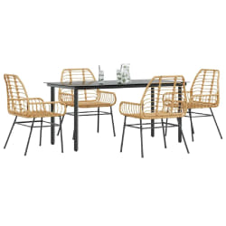 vidaXL Ensemble à manger jardin 5pcs marron poly rotin verre
