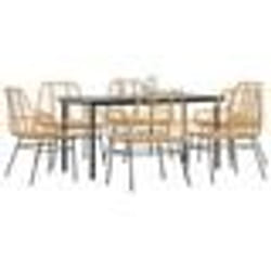 vidaXL Ensemble à manger jardin 7pcs marron rpoly otin verre