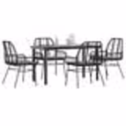 vidaXL Ensemble à manger de jardin et coussins 5 pcs noir rotin verre