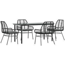 Vidaxl - Ensemble à manger de jardin et coussins 5 pcs noir rotin verre
