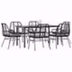 vidaXL Ensemble à manger de jardin coussins 7pcs noir poly rotin verre