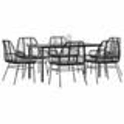 vidaXL Ensemble à manger de jardin coussins 7pcs noir poly rotin verre