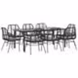 vidaXL Ensemble à manger de jardin coussins 9pcs noir poly rotin verre