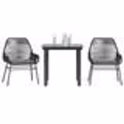 vidaXL Ensemble à manger de jardin et coussins 3 pcs noir rotin verre