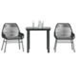 vidaXL Ensemble à manger de jardin et coussins 3 pcs noir rotin verre