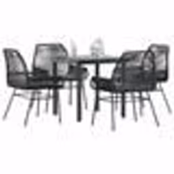 vidaXL Ensemble à manger de jardin et coussins 5 pcs noir rotin verre