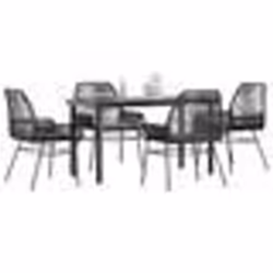 vidaXL Ensemble à manger de jardin et coussins 5 pcs noir rotin verre