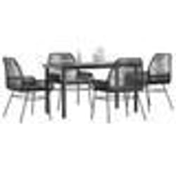vidaXL Ensemble à manger de jardin et coussins 5 pcs noir rotin verre