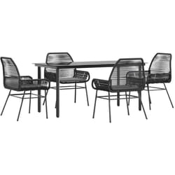 Vidaxl - Ensemble à manger de jardin et coussins 5 pcs noir rotin verre