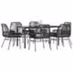 vidaXL Ensemble à manger de jardin coussins 7pcs noir poly rotin verre