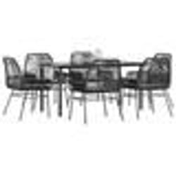 vidaXL Ensemble à manger de jardin coussins 7pcs noir poly rotin verre