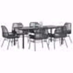 vidaXL Ensemble à manger de jardin coussins 7pcs noir poly rotin verre