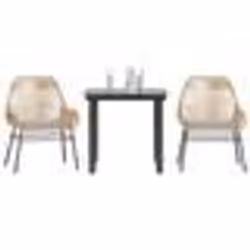 vidaXL Ensemble à manger jardin coussins 3pcs marron poly rotin verre