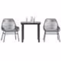 vidaXL Ensemble à manger jardin coussins 3 pcs gris poly rotin verre
