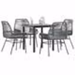 vidaXL Ensemble à manger jardin coussins 5 pcs gris poly rotin verre