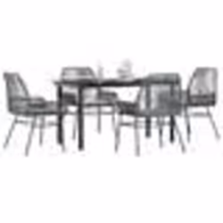 vidaXL Ensemble à manger jardin coussins 5 pcs gris poly rotin verre