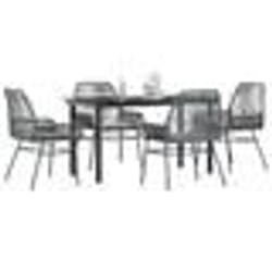 vidaXL Ensemble à manger jardin coussins 5 pcs gris poly rotin verre