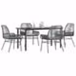 vidaXL Ensemble à manger jardin coussins 5 pcs gris poly rotin verre
