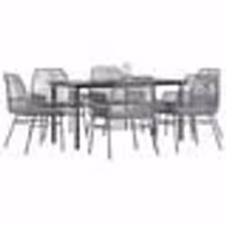 vidaXL Ensemble à manger jardin coussins 7 pcs gris poly rotin verre
