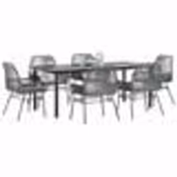 vidaXL Ensemble à manger jardin coussins 7 pcs gris poly rotin verre
