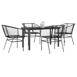 vidaXL Ensemble à manger de jardin 5 pcs noir résine tressée verre