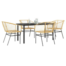 vidaXL Ensemble à manger jardin 5pcs marron poly rotin verre