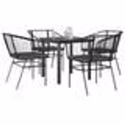 vidaXL Ensemble à manger de jardin et coussins 5 pcs noir rotin verre