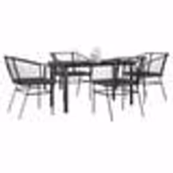 vidaXL Ensemble à manger de jardin et coussins 5 pcs noir rotin verre