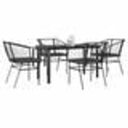 vidaXL Ensemble à manger de jardin et coussins 5 pcs noir rotin verre
