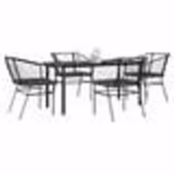 vidaXL Ensemble à manger de jardin et coussins 5 pcs noir rotin verre