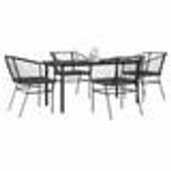 vidaXL Ensemble à manger de jardin et coussins 5 pcs noir rotin verre