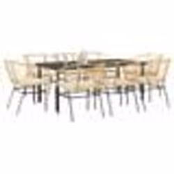 vidaXL Ensemble à manger jardin coussins 9pcs marron poly rotin verre