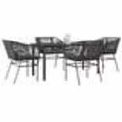 vidaXL Ensemble à manger de jardin et coussins 5 pcs noir rotin verre
