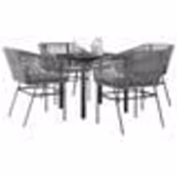 vidaXL Ensemble à manger jardin coussins 5 pcs gris poly rotin verre