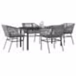 vidaXL Ensemble à manger jardin coussins 5 pcs gris poly rotin verre