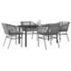 vidaXL Ensemble à manger jardin coussins 5 pcs gris poly rotin verre