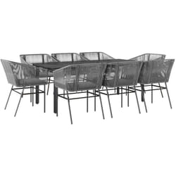 Vidaxl - Ensemble à manger jardin coussins 9 pcs gris poly rotin verre