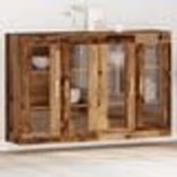 Buffet rustique - vidaXL - Chêne massif - Finition vieillie - Portes en verre - Étagères intégrées