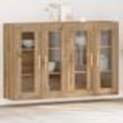 Buffet contemporain - vidaXL - Chêne - Accents dorés - 4 portes - Finition laquée