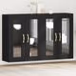 Buffet bas - vidaXL - Chêne noir - Poignées dorées - Étagères ajustables - 139x34x90 cm