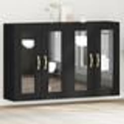 Buffet bas - vidaXL - Chêne noir - Poignées dorées - Étagères ajustables - 139x34x90 cm