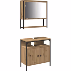 Ce meuble sous-lavabo avec miroir offre un look frais, alliant l’élégance du chêne artisanal à des fonctionnalités pratiques. ...