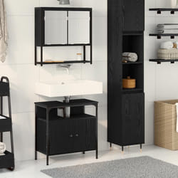 Vidaxl - Ensemble De Mobilier De Salle De Bain Avec Stockage 2 Pcs Noir